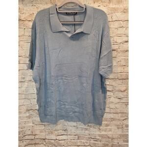 PAUL JONES Knit Polo Shirt Men's 2XL Blue L Short Sleeve 3 Button Style